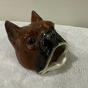 "Estatuilla de cenicero fumador cabeza perro boxer porcelana vintage 4""" - Imagen 1 de 7