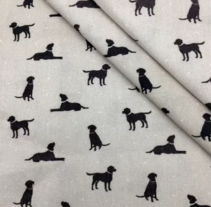 Beige Tostado Labrador Perro Contorno Perros Negro 100% Algodón Tela Poliéster 50x145CM - Imagen 1 de 1