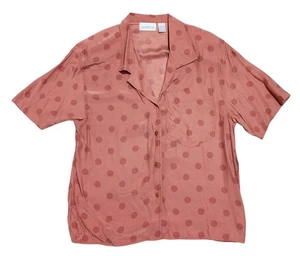 Vintage Liz Claiborne Collection Seide gepunktet Kurzarm Knopfleiste Hemd - Bild 1 von 3