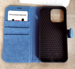 NEU TUCCH Hülle für iPhone 6,7" - RFID blockierende Kartenfächer - blau - Bild 1 von 3