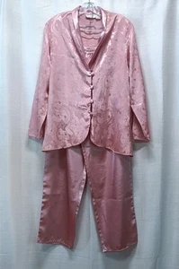 Victoria’s Secret Gold Label Vintage 90s Pink Satin Floral PJ Set Jacquard S - Bild 1 von 8