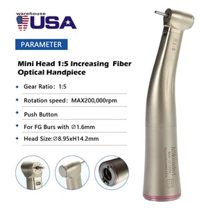 Pieza de mano eléctrica dental 1:5 fibra óptica LED contra ángulo ajuste motor NSK - Imagen 1 de 24