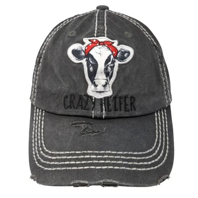 Crazy Heifer Strapback Hat Gray One Size Embroidered KB ETHOS Vintage - Image 1 of 4