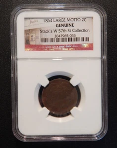 1864 2 Cent Large Motto - NGC Genuine - Stacks W 57th St Collection - Picture 1 of 4
