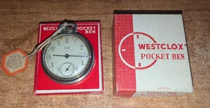 1950s Westclox Pocket Ben Pocket Watch w/ Original Box, tag and Working - Picture 1 of 6