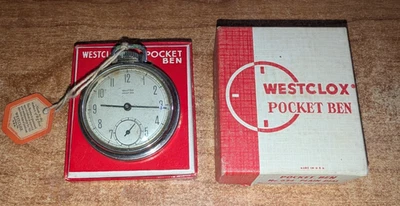 1950s Westclox Pocket Ben Pocket Watch w/ Original Box, tag and Working - Image 1 of 4
