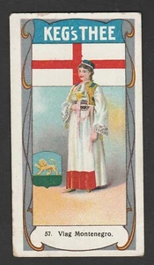 Dutch Tea Card c1913 - Kegs Thee - Flags Currency Postage #57 Flag - Montenegro - Foto 1 di 2