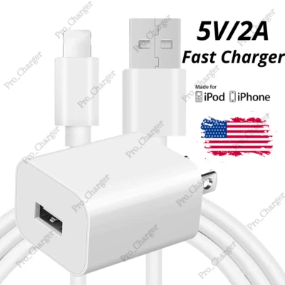 USB Fast Wall Charger Brick Charging Cable For iPhone 6 6s 7 8 X XR XS 11 12 13 - Image 1 of 4