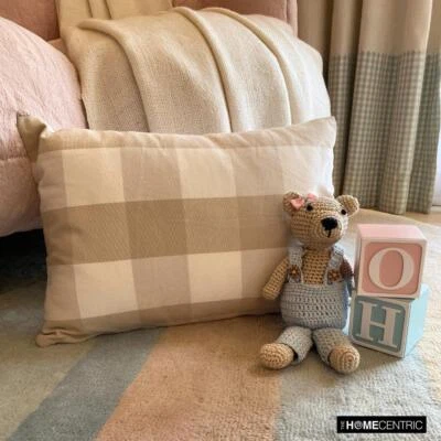 Beige Cotton Lumbar Pillow Cover Buffalo Checks - Beige Plaid Play - Image 1 of 4