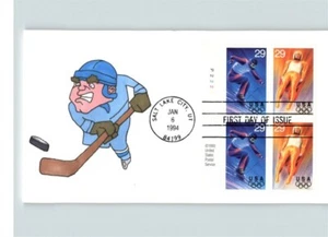 OLYMPIC Winter Games, ICE HOCKEY Hand Painted, # 1 of 1, 1994 First Day of Issue - Picture 1 of 1