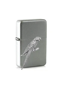 ppb08 Parrot  emblem on a flip top petrol silver lighter windproof  - Picture 1 of 1