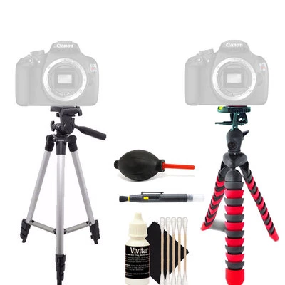 Tall Tripod + Flexible Tripod + Cleaning Accessory Kit for Canon EOS T5 T6 - Image 1 of 4