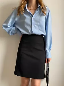 PRADA RED LINE 2000s NYLON BLACK STRAIGHT SKIRT KNEE LENGTH OFFICE IT 42 MEDIUM - Picture 1 of 16