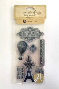 NIP Graphic 45 7 Piece WORLD'S FAIR #2 Cling Stamp Set - Picture 1 of 2