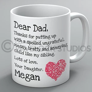 Dear Dad Love Your Daughter Mug Mugs Name Daddy Father Fathers Day Men Him Gift - Picture 1 of 1