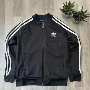 Adidas Originals Youth Track Jacket Black White 3-Stripes Trefoil Logo Lge 9–10Y - Picture 1 of 5