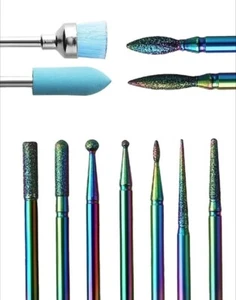 10pcs Household Nail Drill Bits Manicure File Grinding Heads Nail Salon Supplies - Picture 1 of 8