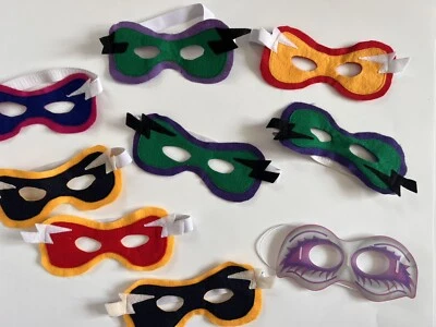 Costume Superhero Masks Homemade For Halloween Or Birthday Parties 8+1 Extra - Image 1 of 2