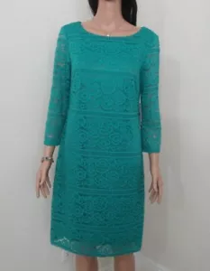 Jessica Howard Size 10. Women's Green Allover-Lace Sheath Cocktail Dress B117 - Picture 1 of 11