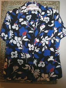 KASPER & Company ASL Floral Button down Shirt TOP Blouse~8 Petite~Short sleeve - Picture 1 of 5