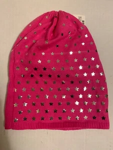 NEW JUSTICE Girls Pink Hat Beanie with Stars O/S - Picture 1 of 2