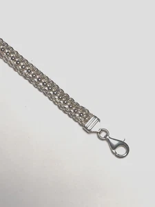 Italien 925 Sterlingsilber Damen ausgefallenes Glied Kette Armband 7,5 Zoll - Bild 1 von 8