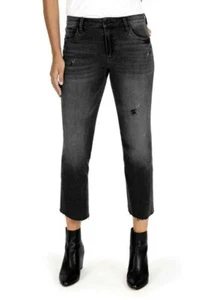 Kut From The Kloth Womens High Waist Ankle Crop Flare Raw Hem Jeans Black 16 - Bild 1 von 6
