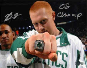 Brian Scalabrine Signed Celtics 8x10 Photo w/ 08 Champs Beckett Witness BAS COA - Picture 1 of 1