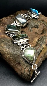 MODERN LABRADORITE BRACELET set in .925 STERLING SILVER with FREE SHIPPING!!! - Picture 1 of 7