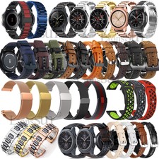 For Samsung Galaxy Watch 42mm 46mm Active 2 Genuine Leather Stainless Steel Band