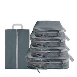 5Pcs Compression Packing Cubes Expandable Storage Travel Luggage Bags Organizer - Picture 1 of 41