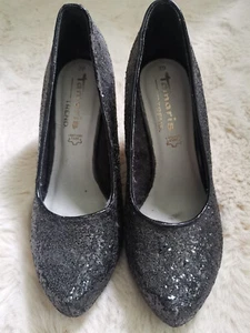 NEU Pumps Glitzer Gr.39 ECHTES LEDER hoher Absatz High Heels sehr edel - Bild 1 von 4