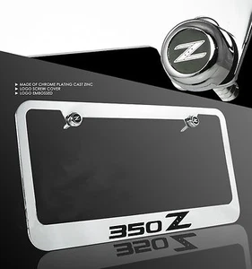 For Nissan 350Z Z33 Fairlady Z Chrome Cast Zinc Metal License Plate Frame Cap - Picture 1 of 2