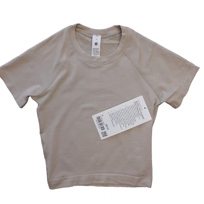 New Lululemon Women Size 2 Swiftly Tech Cropped Short Sleeve 2.0 MTMT Tan - Image 1 of 4