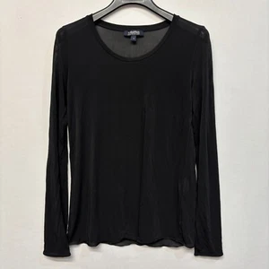 Max Mara Women Long Sleeve Tee T-Shirt Top Size Medium Black D005 -23 - Picture 1 of 13