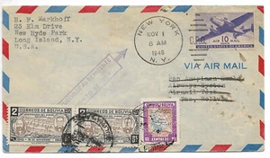 USA to BOLIVIA Airmail Cover Re-Sent to Sender BOLIVIAN franking 1946 - Picture 1 of 1