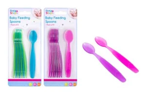 FIRST STEPS BABY TODDLER FEEDING SPOONS 8 PACK ASSORTED COLOURS BPA Free UK - Picture 1 of 1