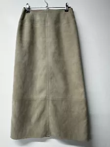 Women’s M&S Long Skirt Size 8 Faux Suede Beige Light Tan Excellent Condition - Picture 1 of 12