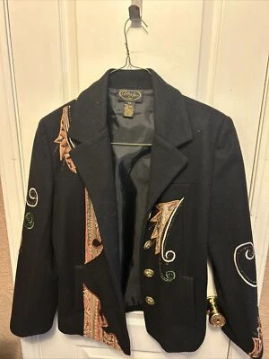 ALEX Kim Womens Floral Embroidered Button Up Blazer Jacket Wool Size M - Image 1 of 4