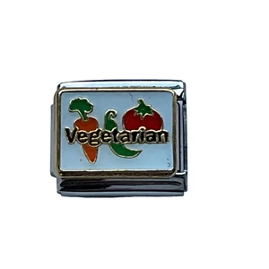 SILVER CLASSIC ITALIAN CHARM VEGETARIAN FOOD fits all design 9mm bracelet CE6 - Picture 1 of 4