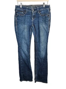 Ariat Women's Ruby Bootcut Stretch Denim Jeans Sz 29 L Thick Stitch Flap Pockets - Picture 1 of 18