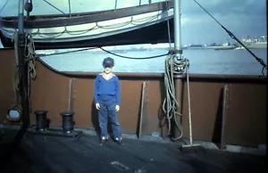 1950's Anscochrome Slide, Young Boy standing on Deck of a Vintage Ship, Vessel - Bild 1 von 1