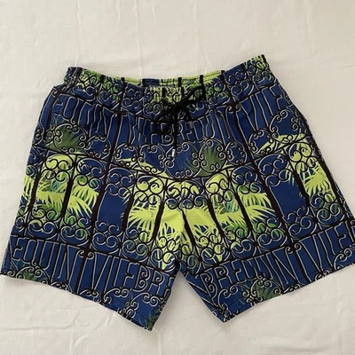 Vilebrequin Swim Trunks Men XXL Blue Green Palm Gate Print Modern Cote D’Azure - Image 1 of 4