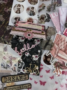 Junk Journal Pocket Ephemera Handmade Paris Theme Stickers, Papers 100 Plus Set - Picture 1 of 19
