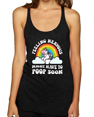 Camiseta sin mangas Feeling Nervous Poop Unicornio Linda Divertida Espalda Corredora Foto 1 de 2