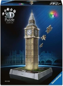 NEW Ravensburger 216 Pieces Jigsaw 3D Puzzle Iconics Big Ben with Lights - Picture 1 of 2
