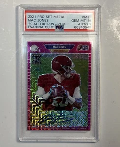 Juego Mac Jones RC Leaf Pro 2021 Metal Psa 10 PA-MJ1 AUTO Pink Mojo Prizm #d/20 - Imagen 1 de 4