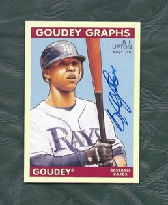Carta da baseball 2009 Goudey Graphs #GG-BU BJ Upton Tampa Bay Rays autografata - Foto 1 di 2