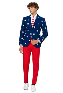 Men American Flag Suit - USA Outfit for the 4th of July with Red White and Bl... - Picture 1 of 9