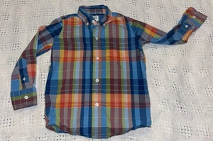 Gap Kids Size XS 4-5 Boys Muti Color Long Sleeve Button Up Shirt front pocket - Picture 1 of 6